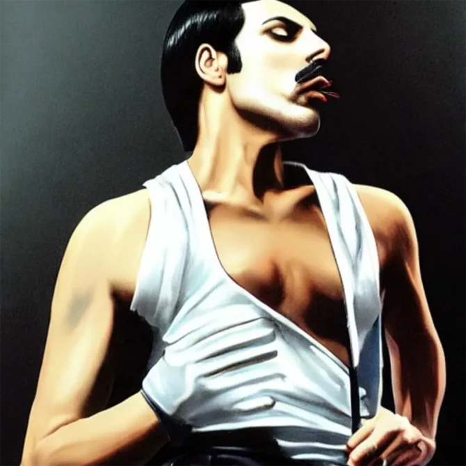 Freddie Mercury in the style of Liu Xiaodong     19